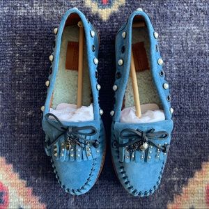 Coach Roccasin Sued Mocassins with charms Size 7.5